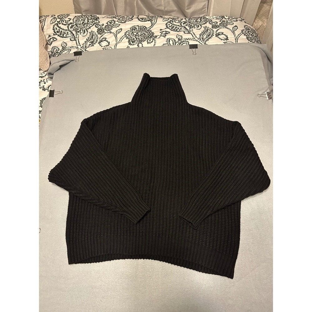 Free People Swim Too Deep Sweater Womens S Black Excellent Oversized Turtleneck